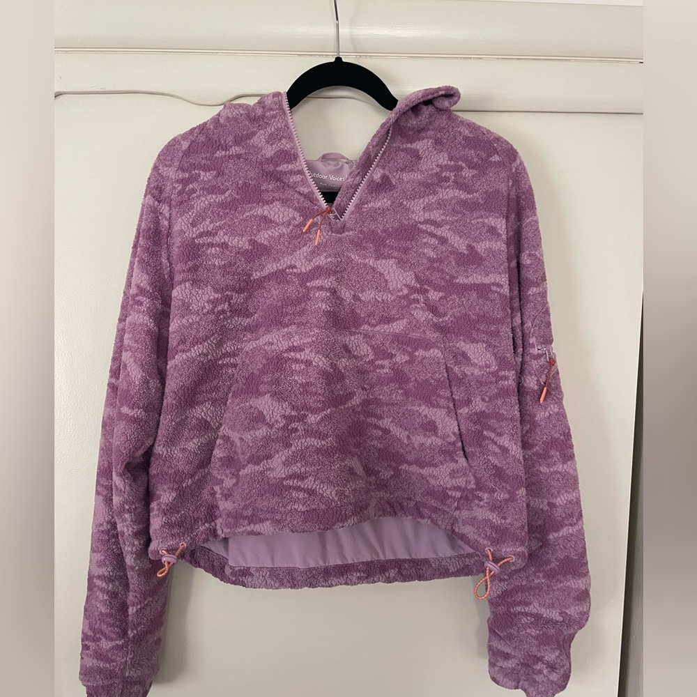 Outdoor Voices Pink Camo Crop Half Zip Fleece